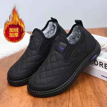 Fleece mother 2024 winter new waterproof casual women s cotton soft sole one pedal warm snow boots womenshoes 36