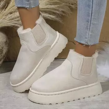 Fleece round head cotton boots 20252024 autumn and winter new foreign trade 44 large size thick-soled snow boots women 36 чёрный