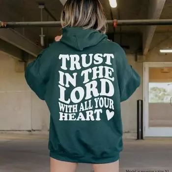 Женская толстовка с капюшоном из флиса с накладными рукавами, надписью-лозунгом и карманом-кенгуру на завязках XS