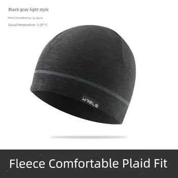 Fleece Sports Cap Fall and Winter Warm Ear Protection Big Head Plaid Outdoor Quick-Drying Cap Wind-Proof and Cold Protection Running Football Hat Black Gray One size
