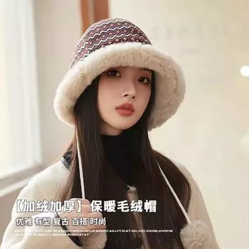 Fleece thickened Lei Feng hat children s autumn and winter new warm ear protection knitted wool hat cold Northeast One Size красный