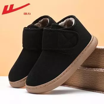 Fleece thickened medium and old cotton shoes to keep warm in winter, men s and women s Velcro platform shoes, snow outdoor mother shoes 35