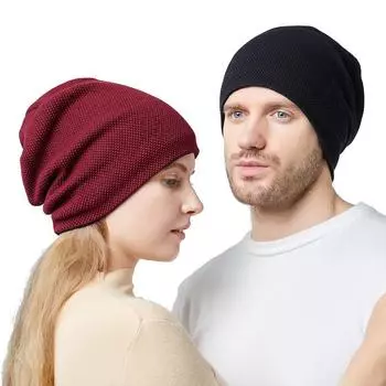 Fleece thickened warm knitted hat simple trend autumn and winter pullover hat outdoor warm ear protection unisex M56-58cm