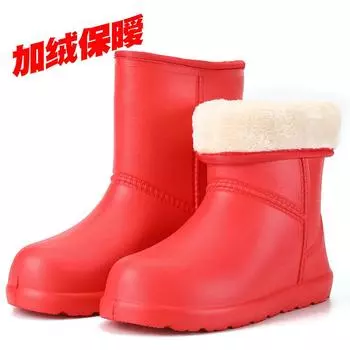 Fleece warm rain shoes women s lightweight non-slip rain boots cotton waterproof shoes rubber shoes 36 фиолетовый