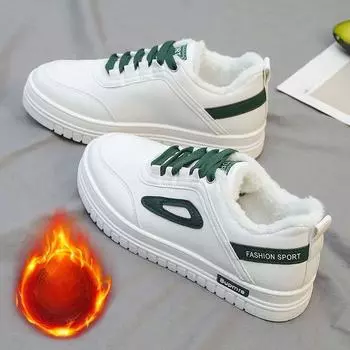 Fleece Winter Little White Shoes Women s New Spring and Autumn Versatile Muffin Platform Sports and Leisure Canvas Board Shoes 35 белый