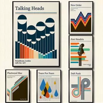 Fleetwood Mac Daft Punk Music Gig Poster Vintage Colorful Картина на холсте Минималистичные ретро настенные картины для гостиной Домашний декор 21x30cm No Framed