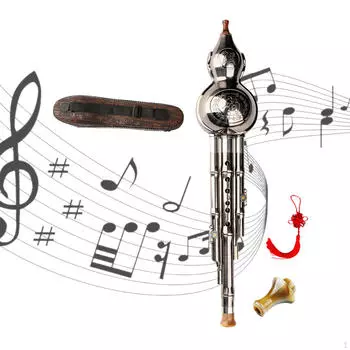 Флейта Хулуси, китайский народный инструмент с футляром, мундштуком, музыкальной тыквой с узлом Silver B Key Adult