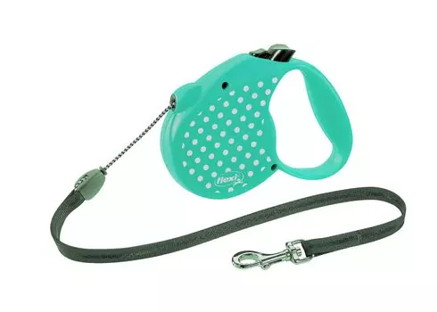 Flexi warranty Retractable lead Limited edition Polka dot pattern than Aqua 2-year (M (less 20kg) 5m, (yellow green))