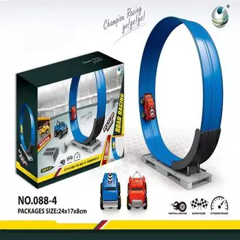 FlexTrack Гибкая гоночная трасса для детей Инерционная подвеска Несходная антигравитационная магнитная рельсовая тележка 172 дюйма, 90 дюймов, 33 дюйма Длинная сворачиваемая портативная One Size