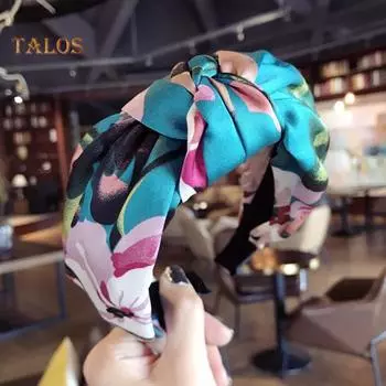 FLH для женщин и девочек с цветочным принтом, широкий ободок с узлом, обруч для волос, повязка на голову, аксессуары для одежды One Size вино красного