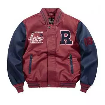 Летный костюм куртка мужская лоскутная осенне-зимняя бейсбольная куртка мотоциклетный костюм кожаная куртка молодежная куртка M