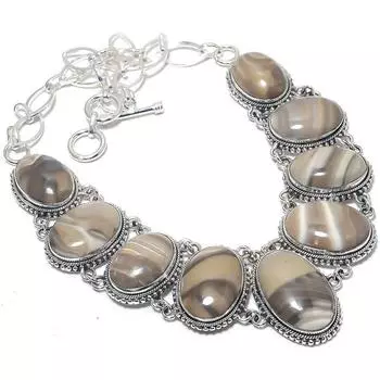 Flint Stone Gemstone Handmade 925 Silver Jewelry Necklace 18 JCN484-333