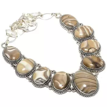 Ожерелье из серебра 925 пробы с кремневым камнем ручной работы, этническое, 18 дюймов JCN360-104