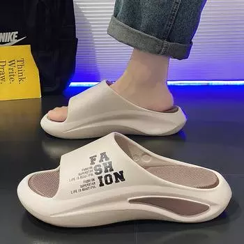 Flip bottom summer men s beach feeling outer slippers step on drag code shit sports wear 2024 trend a non-slip cool thick 39