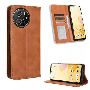 Флип-чехол для Blackview Shark 8/Oscal Tiger 12 кожаный чехол [Flip Vintage Leather] ударопрочный прочный ретро-чехол для телефона чёрный