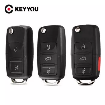 Флип-чехол для дистанционного ключа KEYYOU, складной корпус для автомобильного ключа для Volkswagen Vw Jetta Golf Passat Beetle Skoda Seat Polo B5 Santana 2 Buttons No Blade