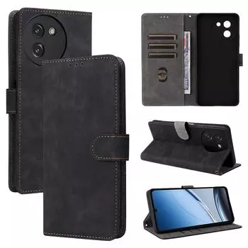 Флип-чехол для Doogee Note 59/Note 59 Pro из искусственной кожи, полная защита корпуса с [блокировкой RFID], ударопрочный, прочный ретро-чехол для телефона Doogee Note59/Note 59 Pro чёрный