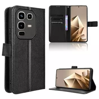 Флип-чехол для Infinix Note 50 Pro 4G из искусственной кожи с полной защитой корпуса [Flip Vintage Leather] Прочный ретро-чехол для телефона Infinix Note 50 Pro 4G чёрный