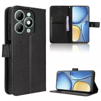 Флип-чехол для Itel A90 Кожаный чехол [Флип Винтажная Кожа] Кошелек Противоударный Прочный Ретро Чехол для Телефона for Itel A90 4G чёрный