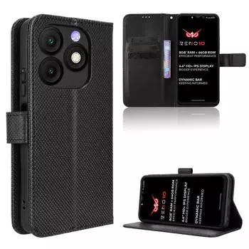 Флип-чехол для itel Zeno 10 Кожаный чехол [Флип Винтажная Кожа] Кошелек Противоударный Прочный Ретро Чехол для телефона for itel Zeno 10 чёрный