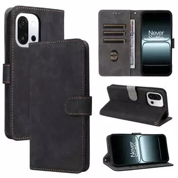 Флип-чехол для OnePlus 13T из искусственной кожи, полная защита корпуса с [блокировкой RFID], противоударный прочный ретро чехол для телефона for OnePlus 13T чёрный
