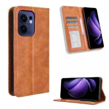 Флип-чехол для OPPO Reno13 F / Reno 13F кожаный чехол [Flip Vintage Leather] ударопрочный прочный ретро защитный чехол OPPO Reno13 F/Reno 13F чёрный