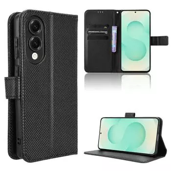 Флип-чехол для Samsung Galaxy S25 Edge из кожи [Flip Vintage Leather] Кошелек, противоударный, прочный, ретро-чехол для телефона Samsung Galaxy S25 Edge чёрный