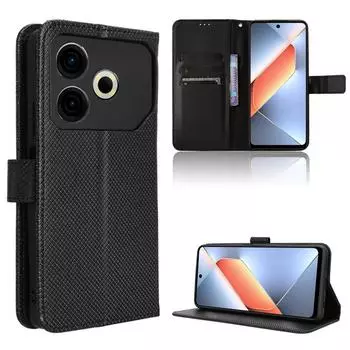 Флип-чехол для Tecno Pova 6 Neo 4G кожаный чехол [Flip Vintage Leather] кошелек ударопрочный прочный ретро-чехол для телефона for Tecno Pova 6 Neo 4G чёрный