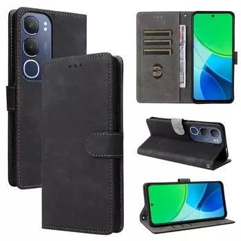 Флип-чехол для vivo Y19S 4G PU кожаный чехол для телефона полная защита корпуса [блокировка RFID] чехол-кошелек for vivo Y19S 4G чёрный