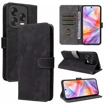 Флип-чехол для ZTE Blade V70, дизайнерский кожаный чехол для телефона из искусственной кожи, полная защита корпуса, противоударный, с [блокировкой RFID] for ZTE Blade V70 Design чёрный