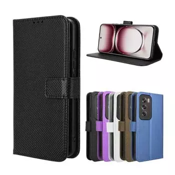 Флип-чехол из кожи для телефона OPPO Reno12 Pro с магнитным кошельком, слотом для карт, защитной подставкой для OPPO Reno 12Pro For Reno12 Pro чёрный