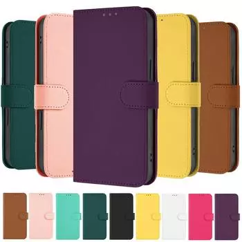 Флип-чехол-книжка со сплошным цветом для Samsung Galaxy M62 M55 M54 M53 M52 M35 M34 M33 M32 M22 M15 M14 M12 4G 5G со слотом для карты и подставкой For M62 4G