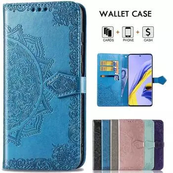 Чехол-кошелек с откидной крышкой для iPhone 16 15 14 13 12 11 Pro Max Xiaomi 13T Redmi 13C 12C Note 13 12 11 10 Чехол iPhone 13 чёрный