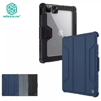 Флип-чехол Nillkin Smart Wake для iPad Pro 11 2021 Pro 11 2020 Air 4/Air 10,9 2020, ударопрочный на 360° жесткий ПК из искусственной кожи со слайдером для камеры IPad Air 10.9 2020 чёрный