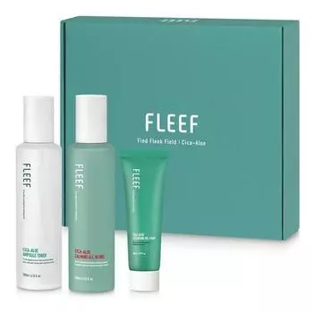 Flip Cica Aloe Skin Care Ampoule Тоник для кожи 200 мл + Успокаивающий комплекс 200 мл + Очищающий гель-пенка 50 мл Успокаивающий подарочный набор, 1 набор