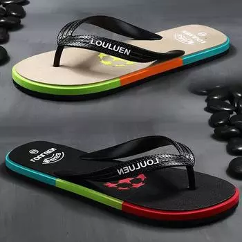 Flip-flops men s 2024 new summer and Korean version of soft-soled sandals, wearing beach shoes, personalized non-slip outdoor pinch slippers 39