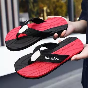 Flip-flops men s sandals wear non-slip beach sandals summer new casual pinch slippers men 39 черный серый