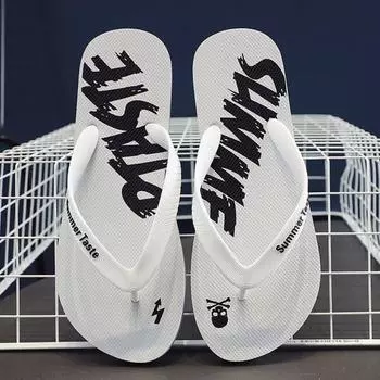 Flip-flops Men s Summer 2024 New Soft Sole Non-slip Flip-flops Youth Leisure Beach Sandals Sandalias De Fiesta Elegantes 38-39 белый