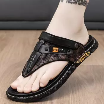Шлепанцы мужские летние новые двойного назначения для вождения Вьетнам пляжные повседневные сандалии 39 чёрный