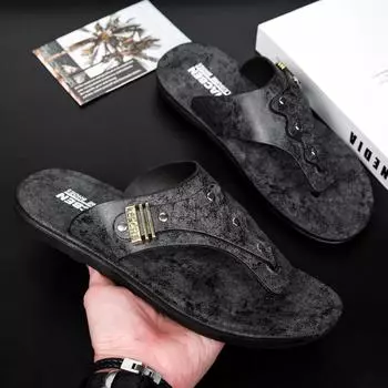 Flip-flops men s summer new soft bottom non-slip sandals teenagers beach wear casual fashion slippers 39 коричневый