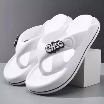 Flip-flops summer new casual non-slip indoor and outdoor wear soft bottom wear-resistant color matching beach men s cool slippers 40-41 белый