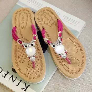 Flip-flops women s summer beach shoes home wear flat sandals rhinestone fashion non-slip schoolgirl toe slippers 35 белый