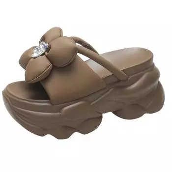 Flip Flops Women Slippers 9cm High Heels Platform Shoes Comfortable Rubber Wedges Shoes For Women Sandals New Summer Shoes Woman 34 чёрный