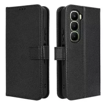 Флип-кейсы для Infinix Hot 60i 4G из искусственной кожи, защита всего корпуса, противоударный, прочный, ретро чехол для телефона чёрный