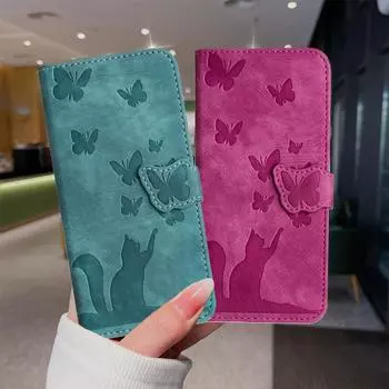 Флип-кошелек с держателем для карт для iPhone 15, 14, 13, 12, 11, Samsung S24, S23, S22, S21, A55, A35, A25, A15, A54, A34, A53, A52, чехол iPhone 14 фиолетовый