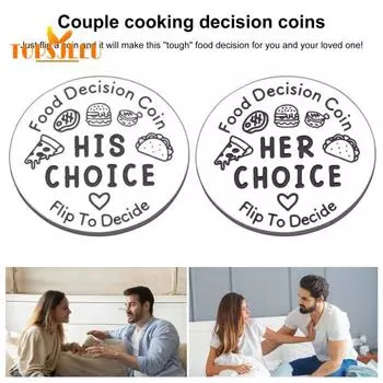 Флип-монета для принятия решений о еде, двусторонняя прозрачная печать, милый сюрприз ко Дню святого Валентина, забавный флип-решатель для принятия решений о еде серебряный