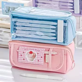 Флип Призма Пенал Сумка Прозрачная Большая Вместительная Канцелярская Коробка Новая Канцелярская Сумка Для Учеников Старших Школьников Коробка Для Пеналов чёрный