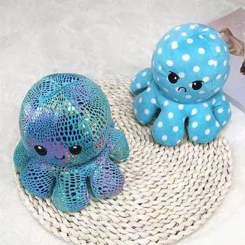 Flip Sequin Doublesided Plush Toy Marine Life Stuffed Doll 1pcs Reversible Blue Dot