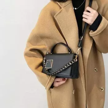 Сумка-кошелек через плечо Flip Small Square, женская сумка через плечо, модная сумка из искусственной кожи с цепочным декором, сумка-мессенджер, сумка через плечо