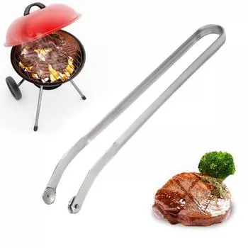 Щипцы для переворачивания, кухонные щипцы из нержавеющей стали для гриля, щипцы для барбекю с длинной ручкой для переворачивания 1pc